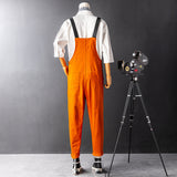 Men's Functional Wind Bib Overalls Fashion Slim Fit Jumpsuit with Adjustable Straps and Convenient Tool Pockets