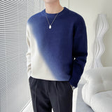 Men's Casual Gradient Crew Neck Knit Sweatershirt
