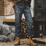 Men's Loose Straight Leg Ripped Pants, Casual Distressed Denim Jeans, Hip Hop Streetwear Trousers