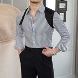 Men's Business Vintage Stripe Long Sleeve Panel Shirt