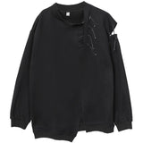 Asymmetrical Hem Slit Loose Sweatshirt
