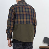 Men's Vintage Patchwork Contrast Check Shirt