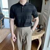 Men's Retro Casual Lapel Breathable Slim Ice Silk Knitted POLOT Shirt
