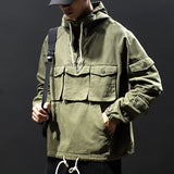 Men American Solid Color Long-Sleeved Hoodie