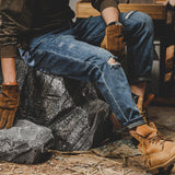 Men's Loose Straight Leg Ripped Pants, Casual Distressed Denim Jeans, Hip Hop Streetwear Trousers