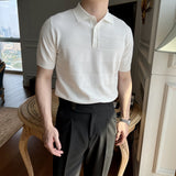Men's Retro Casual Lapel Breathable Slim Ice Silk Knitted POLOT Shirt