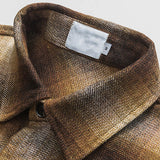 Japanese Retro Loose Lapel Plaid Stitching Shirt