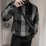 Men's Casual Plaid Long Sleeve Turtleneck Sweatshirt