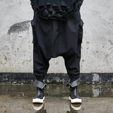 Dark Casual Big Pocket Harem Pants