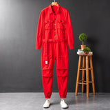 Men's Fashion Casual Long Sleeve Jumpsuits Cotton Blend Coverall
