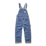 Men American Retro Casual Striped Loose Straight Tooling Straight Overalls