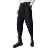 Men's British Casual Black Solid Color Pants