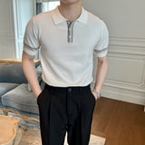 Summer Short-sleeved POLO Shirt Men's Slim-Fit Contrast Color Ice Silk Knitted T-shirt