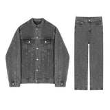 Men's British Denim Jacket Retro Loose Straight Leg Pants