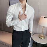 Men's Solid Color V-Neck Long Sleeve Shirt