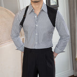 Men's Business Vintage Stripe Long Sleeve Panel Shirt
