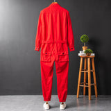 Men's Fashion Casual Long Sleeve Jumpsuits Cotton Blend Coverall