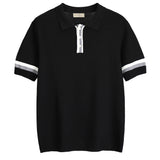 Summer Short-sleeved POLO Shirt Men's Slim-Fit Contrast Color Ice Silk Knitted T-shirt