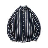 Men's Japanese Retro Striped Long Sleeves Shirt