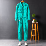 Men's Fashion Casual Long Sleeve Jumpsuits Cotton Blend Coverall