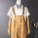 Japanese Vintage Bib Overalls Fashion Jumpsuit with Pockets