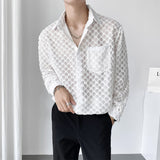 Men's Hollow Translucent Drape Long Sleeve Shirts