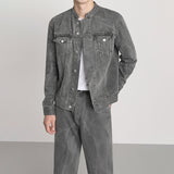 Men's British Denim Jacket Retro Loose Straight Leg Pants