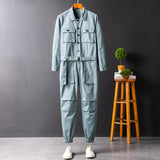 Men's Fashion Casual Long Sleeve Jumpsuits Cotton Blend Coverall