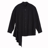Men's Japanese Dark Irregular Hem Long Sleeve Shirt