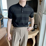 Men's Retro Casual Lapel Breathable Slim Ice Silk Knitted POLOT Shirt