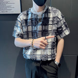 Men's Vintage Business Plaid Short Sleeve T-Shirt