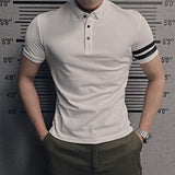 Men's Summer Collar Striped Slim Fit T-shirt