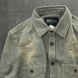 Vintage Washed Slim Striped Long Sleeve Denim Shirt