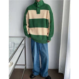 Striped Colorblock Turtleneck POLO Knit Sweater