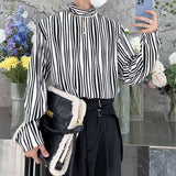 Men's Striped Turtleneck Long Sleeve T-shirt