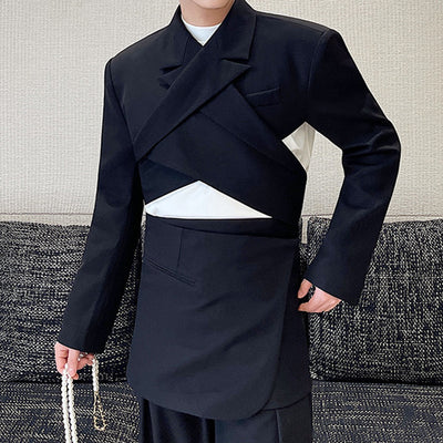 Men's Cross Design Blazer, Casual Slim Fit Suit Jacket, Fashion Designer Sport Coat, Party Wear