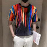 Men's Business Rainbow Stripe Short Sleeve T-Shirt