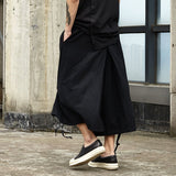 Vintage Cotton And Linen Drawstring Wide-leg Slacks