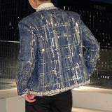 Men's Vintage Casual Beaded Sequin Denim Jacket