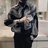Men's Retro Casual Wavy Long Sleeve Shirt