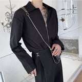 Men's Casual Loose Lapel Zipper Shirt