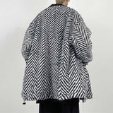 Casual Plush Wavy Striped Loose Reversible Jacket