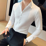 Men Business Casual Solid Color Long Sleeve Shirt