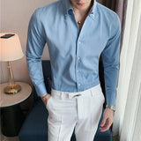 Men's Solid Color V-Neck Long Sleeve Shirt