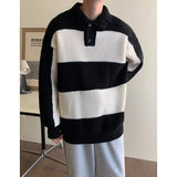 Striped Colorblock Turtleneck POLO Knit Sweater