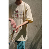 Rose Embroidered Cotton Vintage T-Shirt