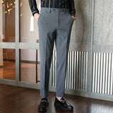 Men's Business Casual High Waisted Pants Slim Fit Dress Pants