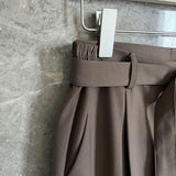 Men's Business Casual Solid Color Belted Trousers