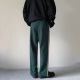 Color-block Loose Straight-leg Trousers