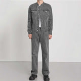 Men's British Denim Jacket Retro Loose Straight Leg Pants